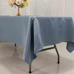 Lamour Satin 60"x102" Rectangle Tablecloth Dusty Blue - Durable & Silky Soft Feel Table Cover - Bell Racket Store