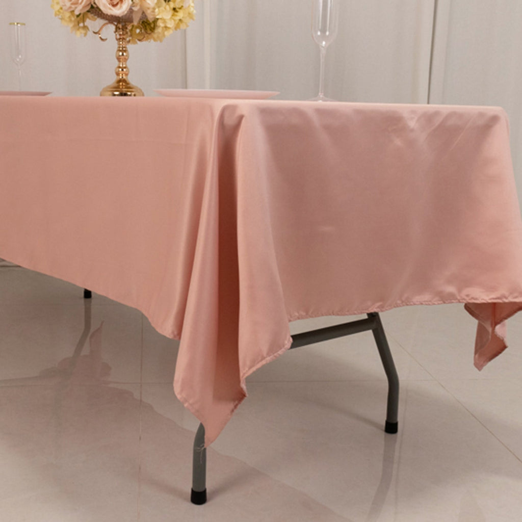 Lamour Satin 60"x102" Rectangle Tablecloth Dusty Rose - Durable & Silky Soft Feel Table Cover - Bell Racket Store