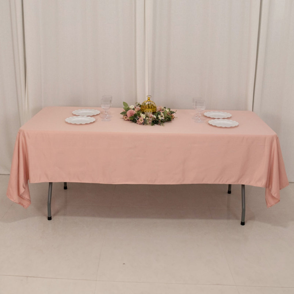 Lamour Satin 60"x102" Rectangle Tablecloth Dusty Rose - Durable & Silky Soft Feel Table Cover - Bell Racket Store