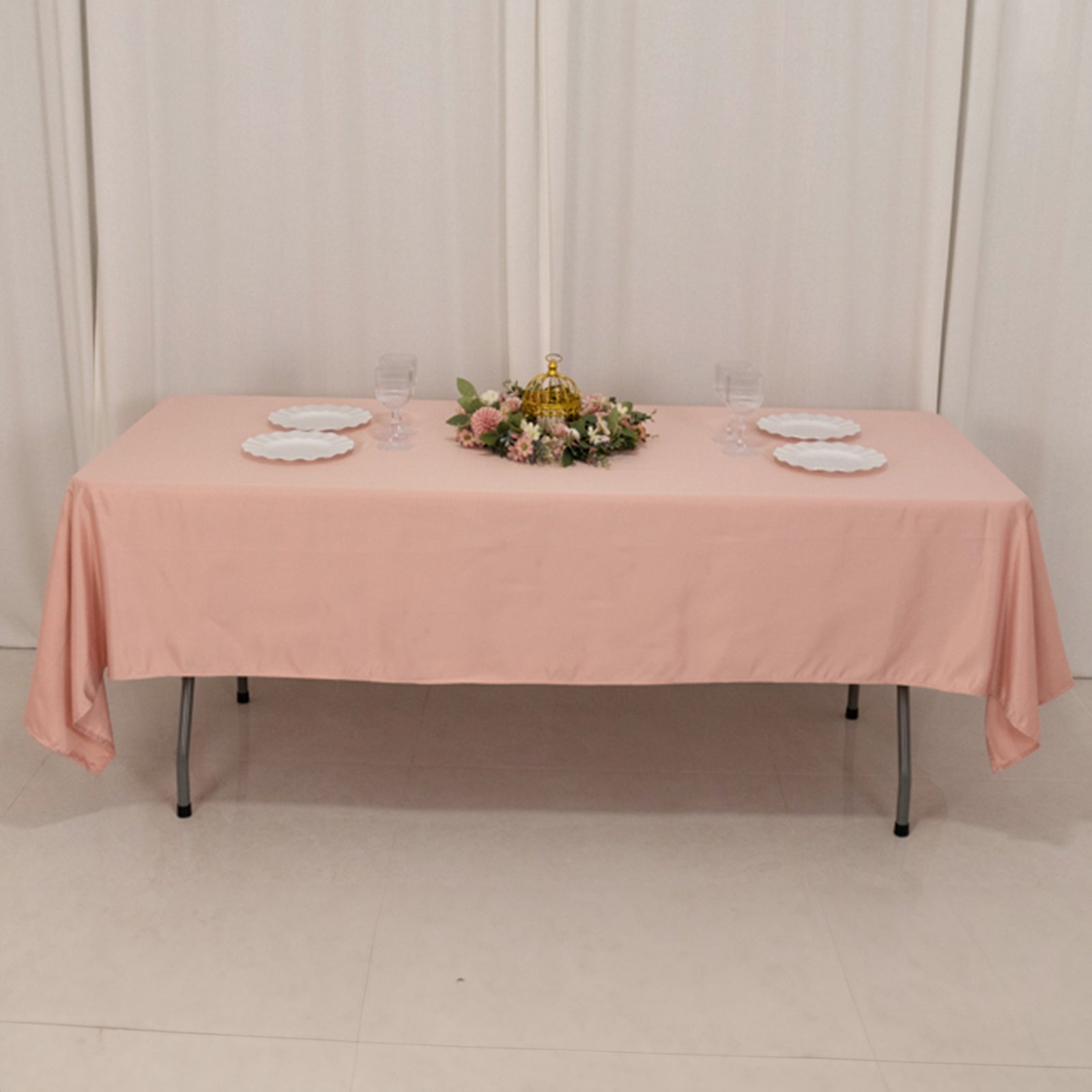 Lamour Satin 60"x102" Rectangle Tablecloth Dusty Rose - Durable & Silky Soft Feel Table Cover - Bell Racket Store