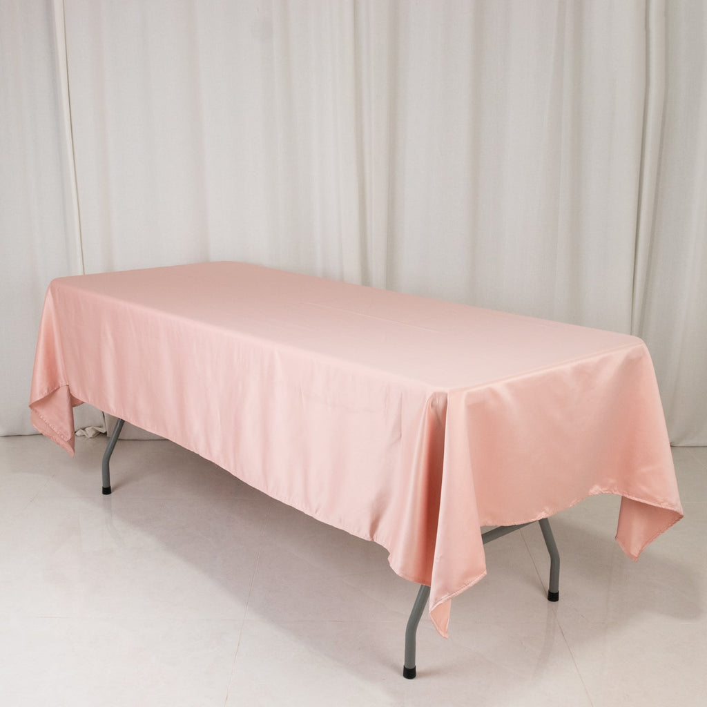 Lamour Satin 60"x102" Rectangle Tablecloth Dusty Rose - Durable & Silky Soft Feel Table Cover - Bell Racket Store