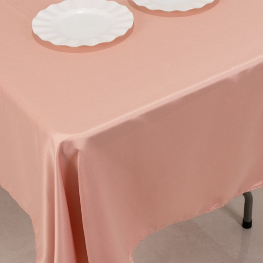 Lamour Satin 60"x102" Rectangle Tablecloth Dusty Rose - Durable & Silky Soft Feel Table Cover - Bell Racket Store