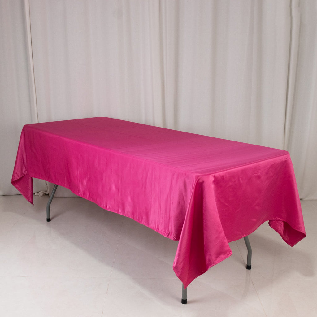 Lamour Satin 60"x102" Rectangle Tablecloth Fuchsia - Durable & Silky Soft Feel Table Cover - Bell Racket Store