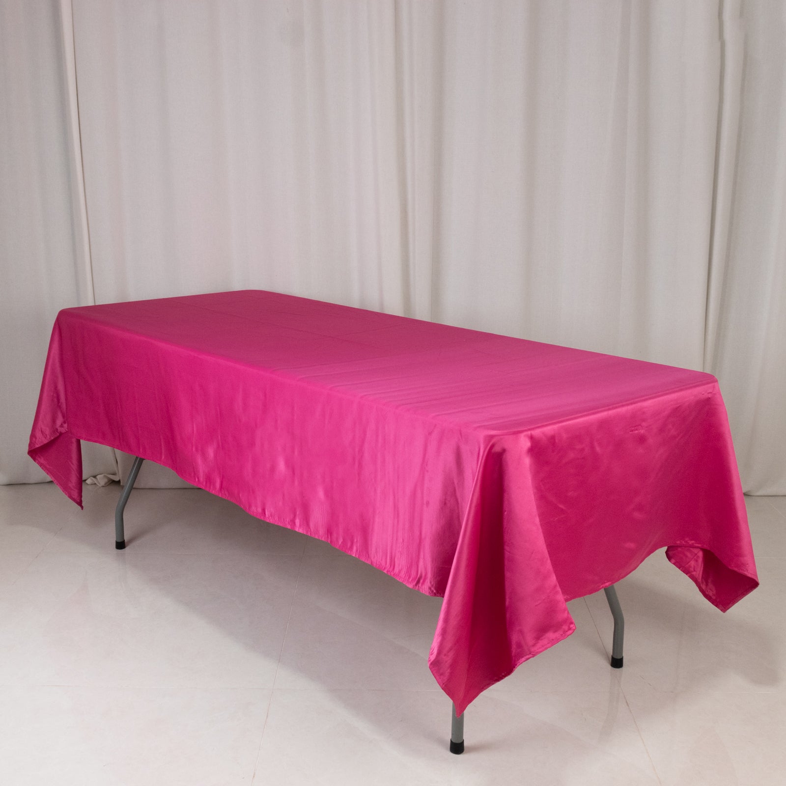 Lamour Satin 60"x102" Rectangle Tablecloth Fuchsia - Durable & Silky Soft Feel Table Cover - Bell Racket Store