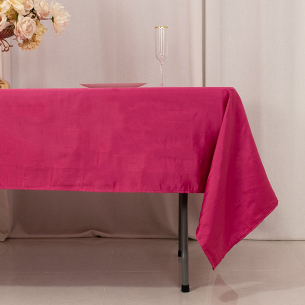 Lamour Satin 60"x102" Rectangle Tablecloth Fuchsia - Durable & Silky Soft Feel Table Cover - Bell Racket Store