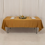 Lamour Satin 60"x102" Rectangle Tablecloth Gold - Durable & Silky Soft Feel Table Cover for Weddings & Banquets - Bell Racket Store