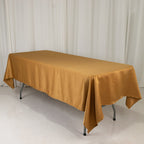Lamour Satin 60"x102" Rectangle Tablecloth Gold - Durable & Silky Soft Feel Table Cover for Weddings & Banquets - Bell Racket Store