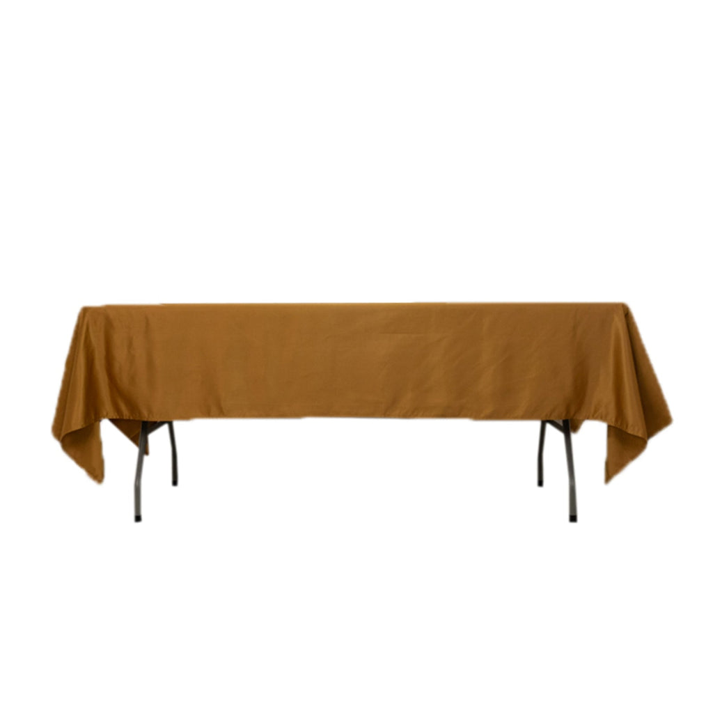Lamour Satin 60"x102" Rectangle Tablecloth Gold - Durable & Silky Soft Feel Table Cover for Weddings & Banquets - Bell Racket Store
