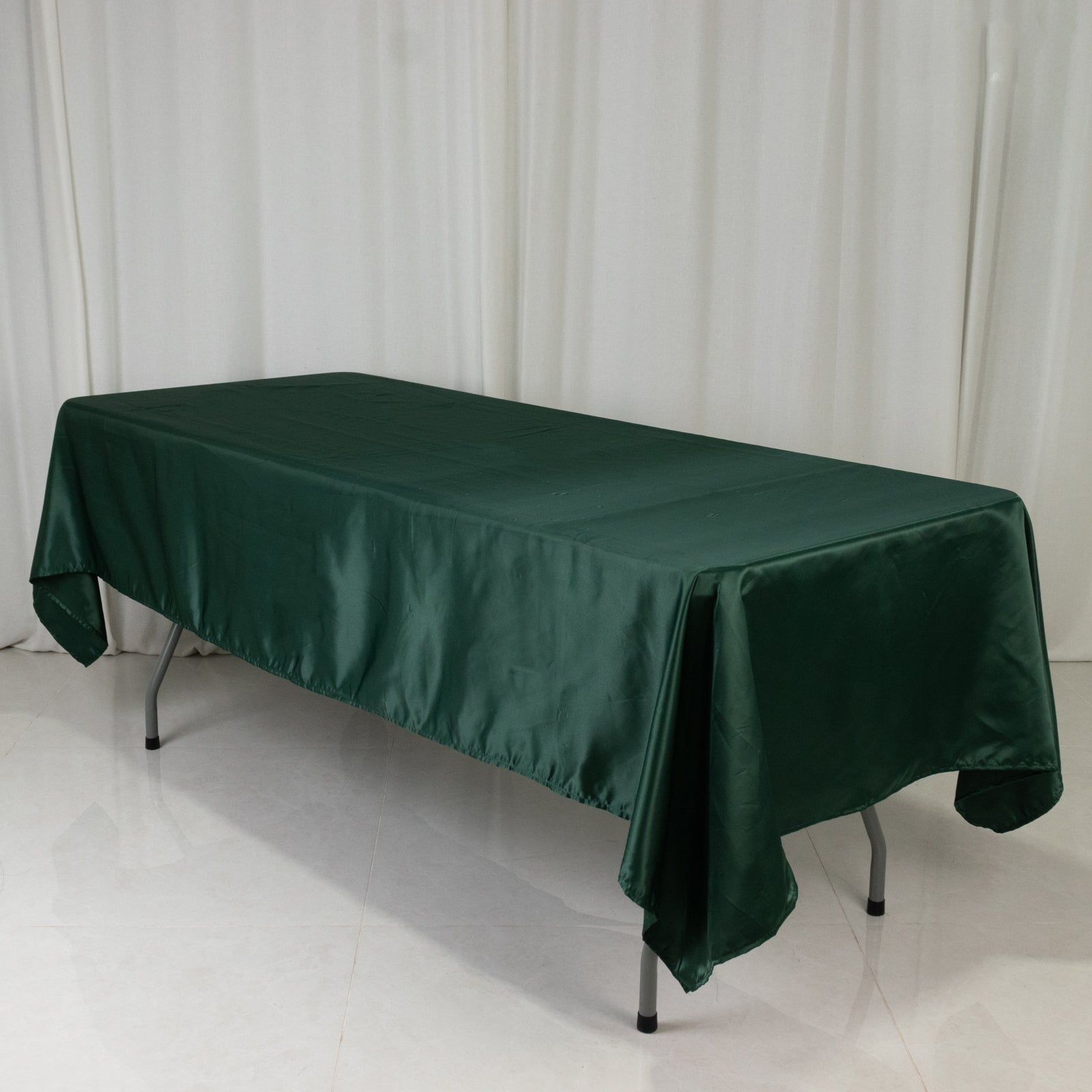 Lamour Satin 60"x102" Rectangle Tablecloth Hunter Emerald Green - Durable & Silky Soft Feel Table - Bell Racket Store