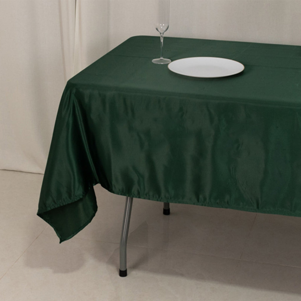 Lamour Satin 60"x102" Rectangle Tablecloth Hunter Emerald Green - Durable & Silky Soft Feel Table - Bell Racket Store