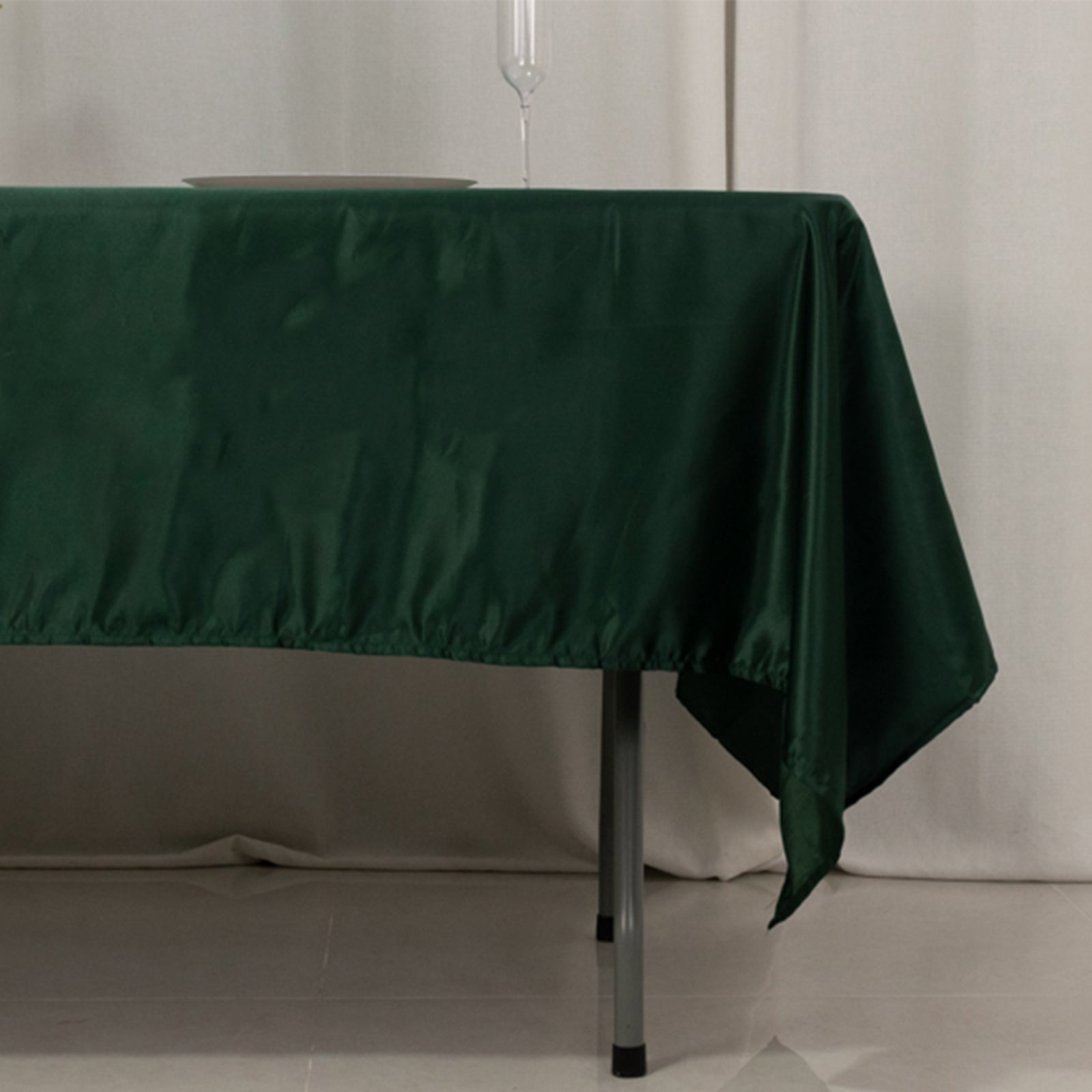 Lamour Satin 60"x102" Rectangle Tablecloth Hunter Emerald Green - Durable & Silky Soft Feel Table - Bell Racket Store