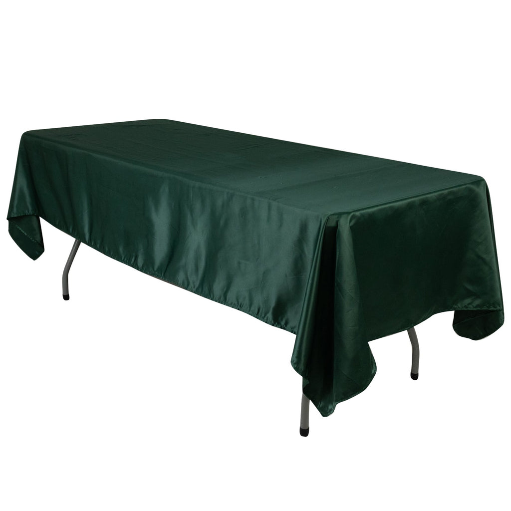 Lamour Satin 60"x102" Rectangle Tablecloth Hunter Emerald Green - Durable & Silky Soft Feel Table - Bell Racket Store