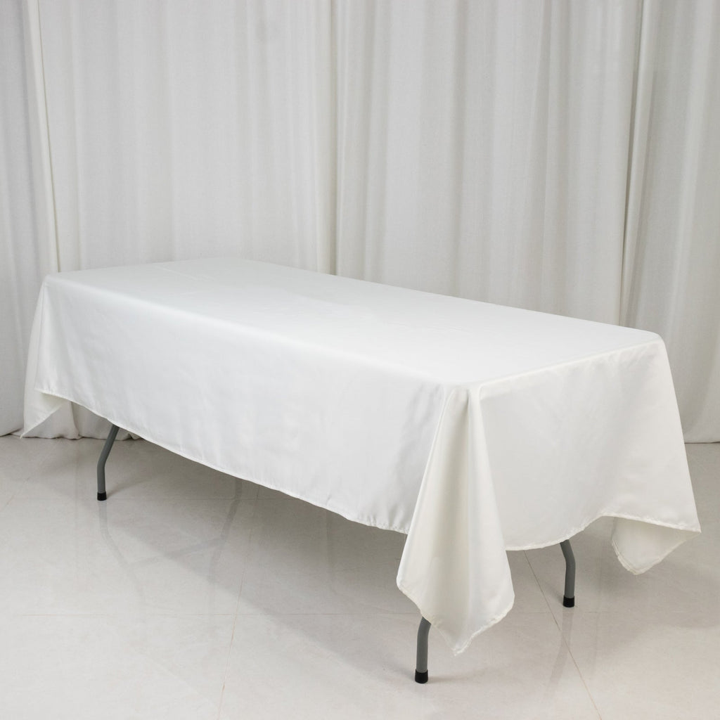 Lamour Satin 60"x102" Rectangle Tablecloth Ivory - Durable & Silky Soft Feel Table Cover - Bell Racket Store