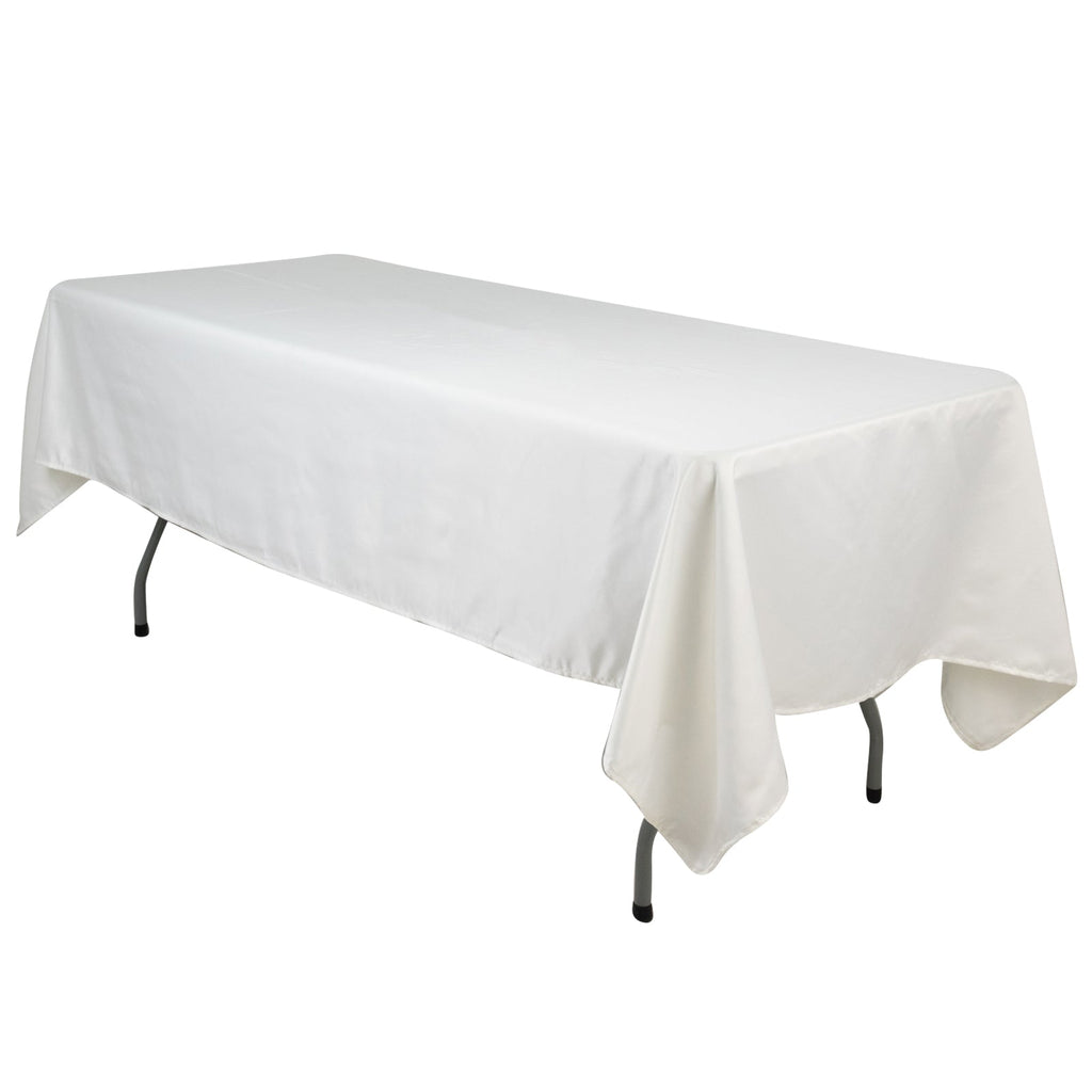 Lamour Satin 60"x102" Rectangle Tablecloth Ivory - Durable & Silky Soft Feel Table Cover - Bell Racket Store