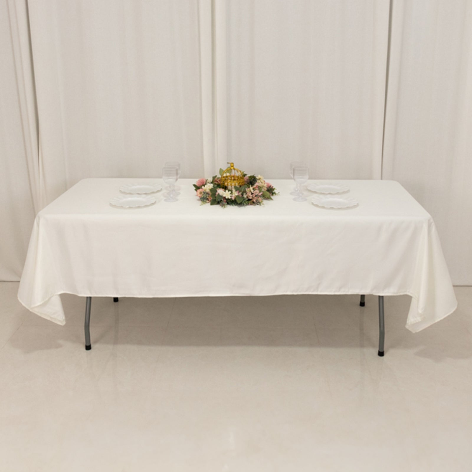 Lamour Satin 60"x102" Rectangle Tablecloth Ivory - Durable & Silky Soft Feel Table Cover - Bell Racket Store