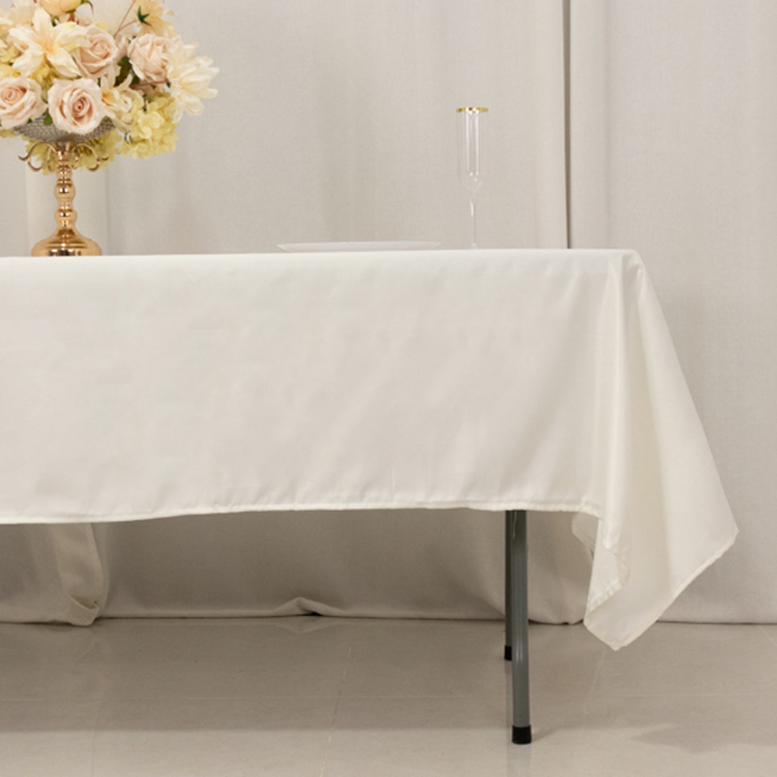 Lamour Satin 60"x102" Rectangle Tablecloth Ivory - Durable & Silky Soft Feel Table Cover - Bell Racket Store