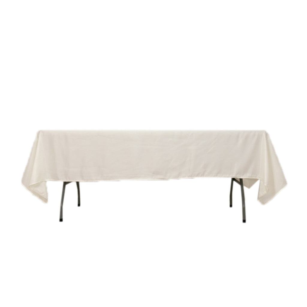 Lamour Satin 60"x102" Rectangle Tablecloth Ivory - Durable & Silky Soft Feel Table Cover - Bell Racket Store