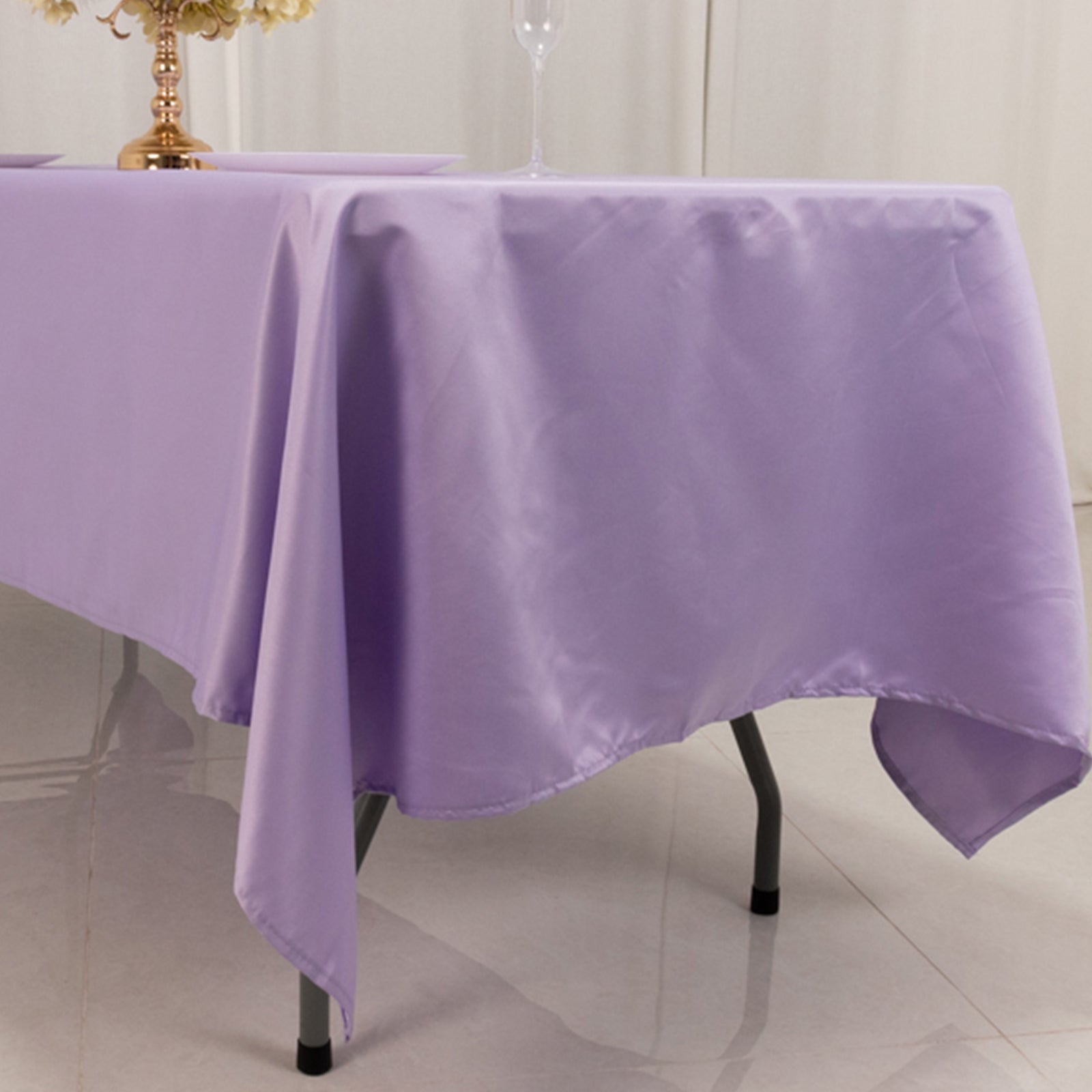 Lamour Satin 60"x102" Rectangle Tablecloth Lavender Lilac - Durable & Silky Soft Feel Table Cover - Bell Racket Store