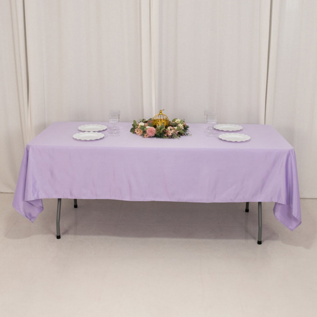 Lamour Satin 60"x102" Rectangle Tablecloth Lavender Lilac - Durable & Silky Soft Feel Table Cover - Bell Racket Store
