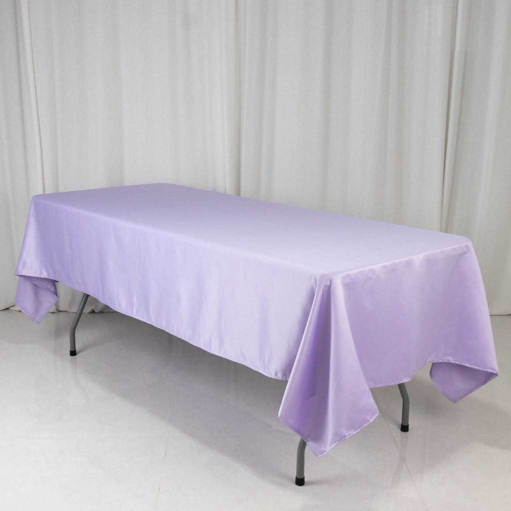 Lamour Satin 60"x102" Rectangle Tablecloth Lavender Lilac - Durable & Silky Soft Feel Table Cover - Bell Racket Store