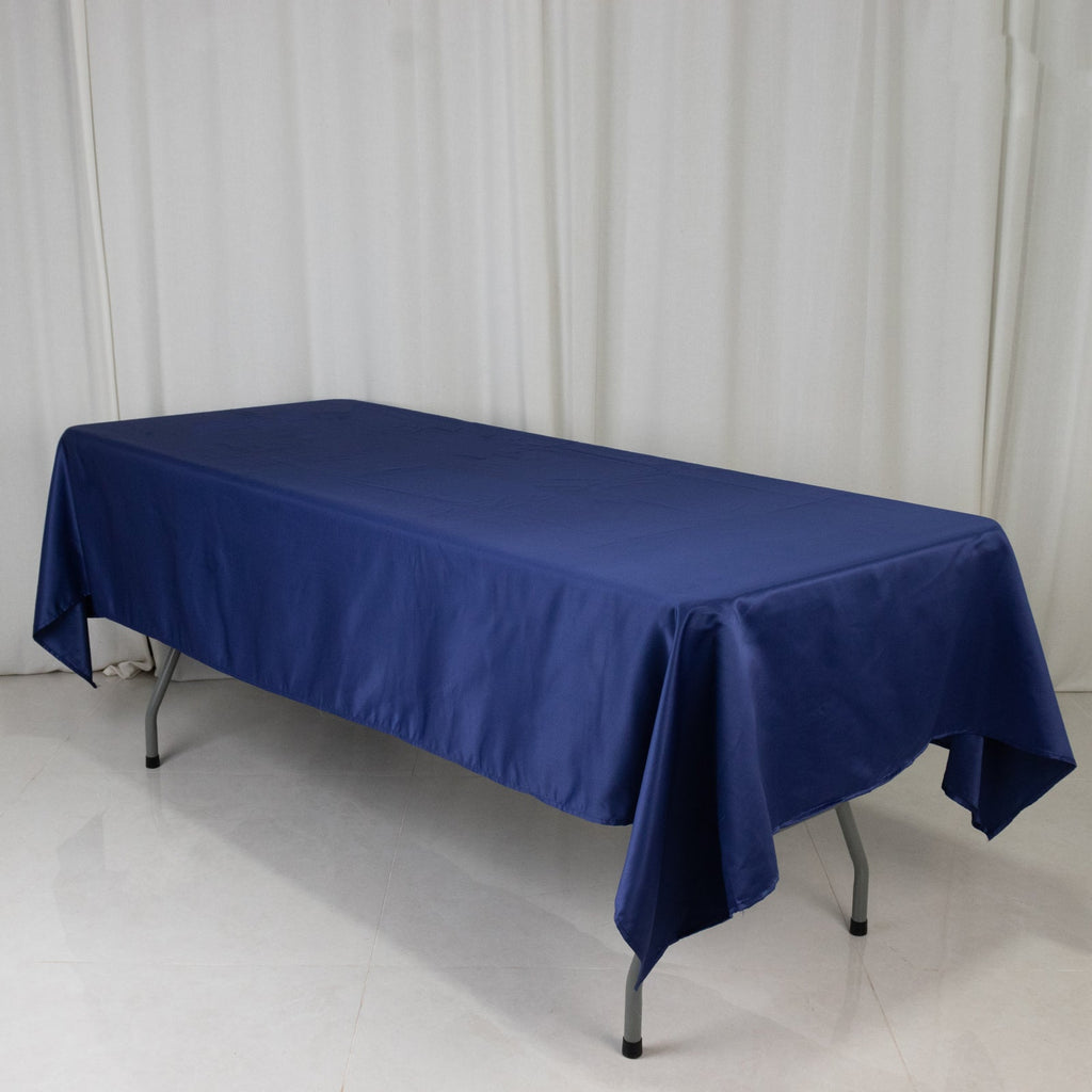Lamour Satin 60"x102" Rectangle Tablecloth Navy Blue - Durable & Silky Soft Feel Table Cover - Bell Racket Store