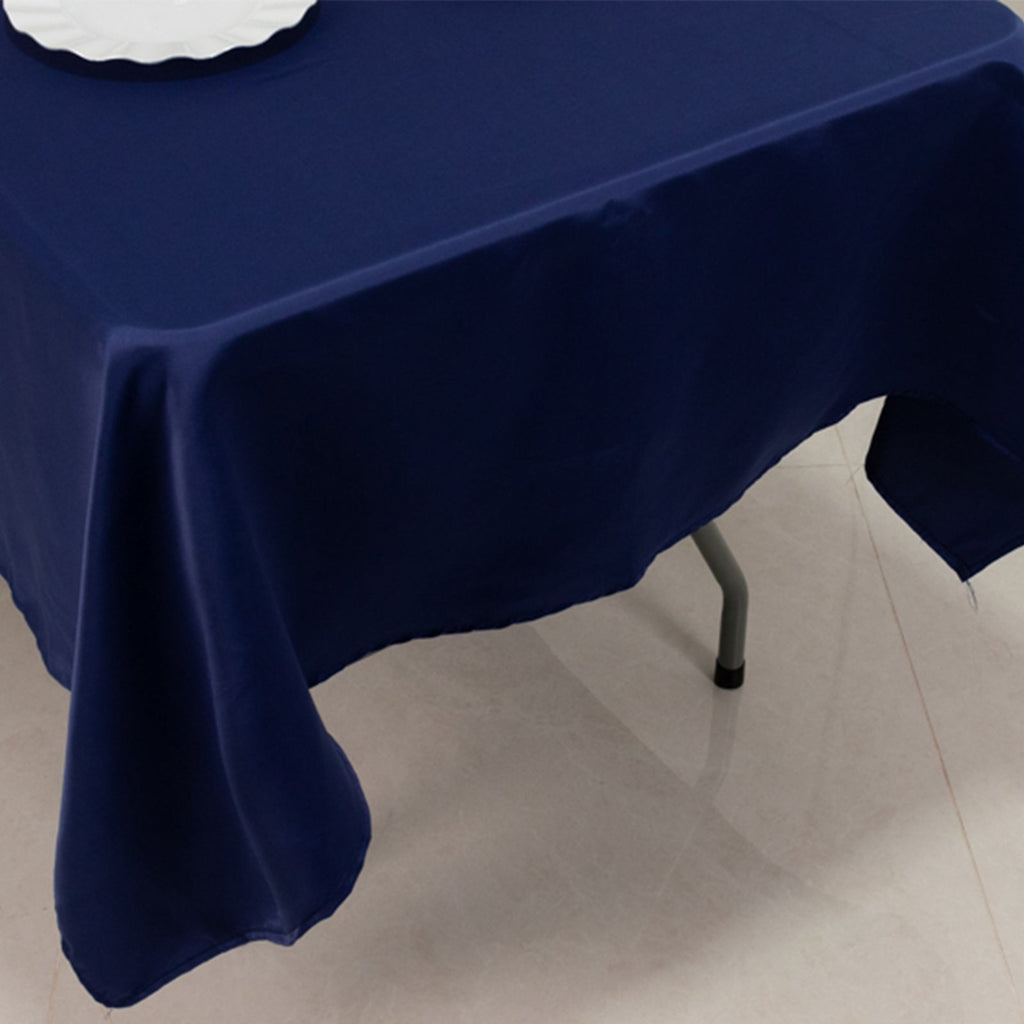 Lamour Satin 60"x102" Rectangle Tablecloth Navy Blue - Durable & Silky Soft Feel Table Cover - Bell Racket Store