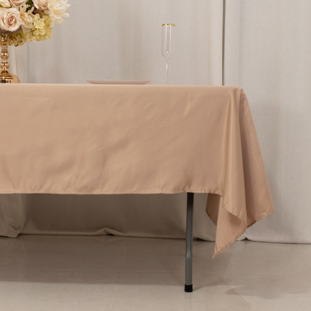 Lamour Satin 60"x102" Rectangle Tablecloth Nude - Durable & Silky Soft Feel Table Cover - Bell Racket Store