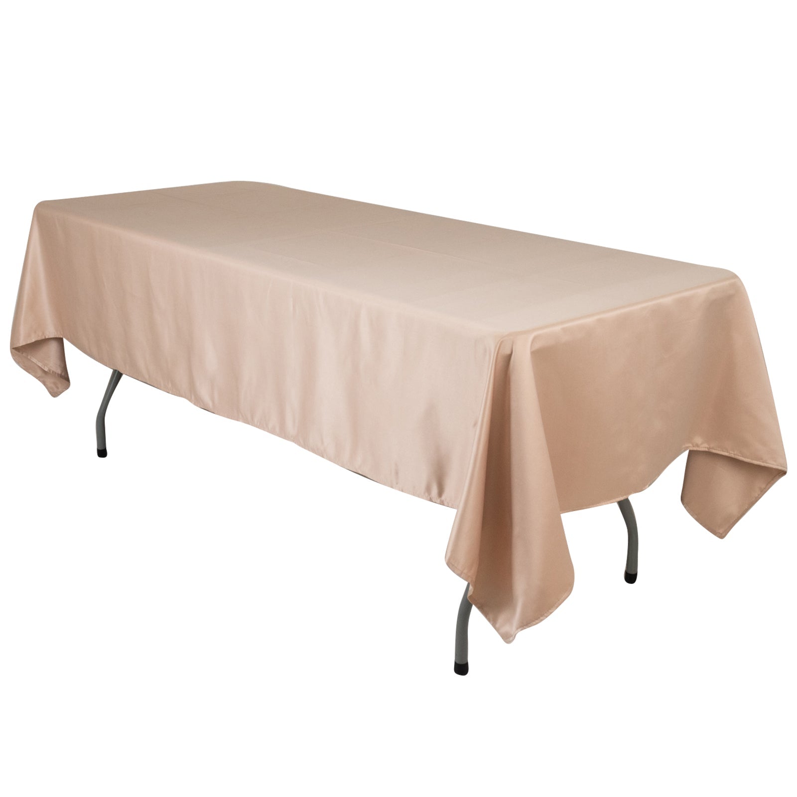 Lamour Satin 60"x102" Rectangle Tablecloth Nude - Durable & Silky Soft Feel Table Cover - Bell Racket Store