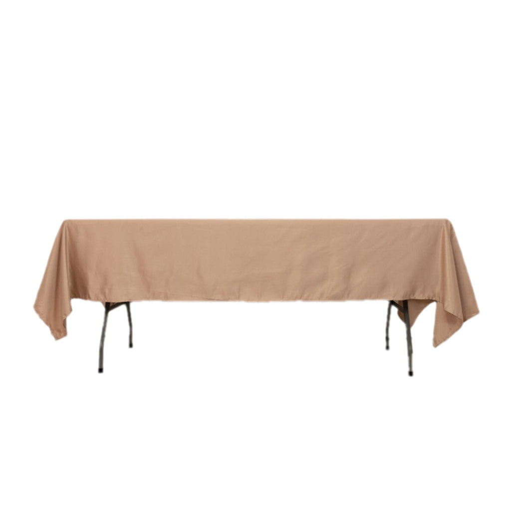 Lamour Satin 60"x102" Rectangle Tablecloth Nude - Durable & Silky Soft Feel Table Cover - Bell Racket Store