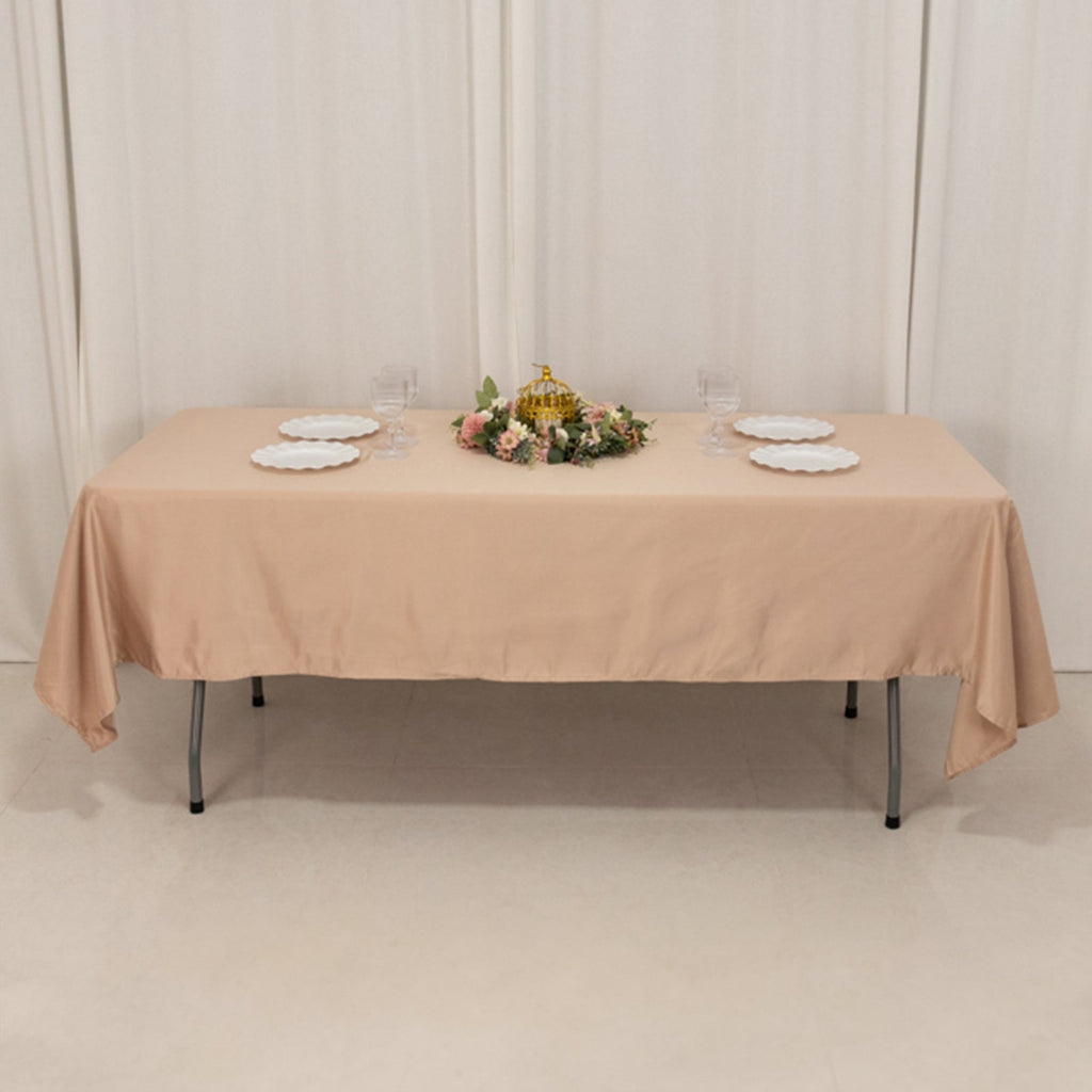 Lamour Satin 60"x102" Rectangle Tablecloth Nude - Durable & Silky Soft Feel Table Cover - Bell Racket Store