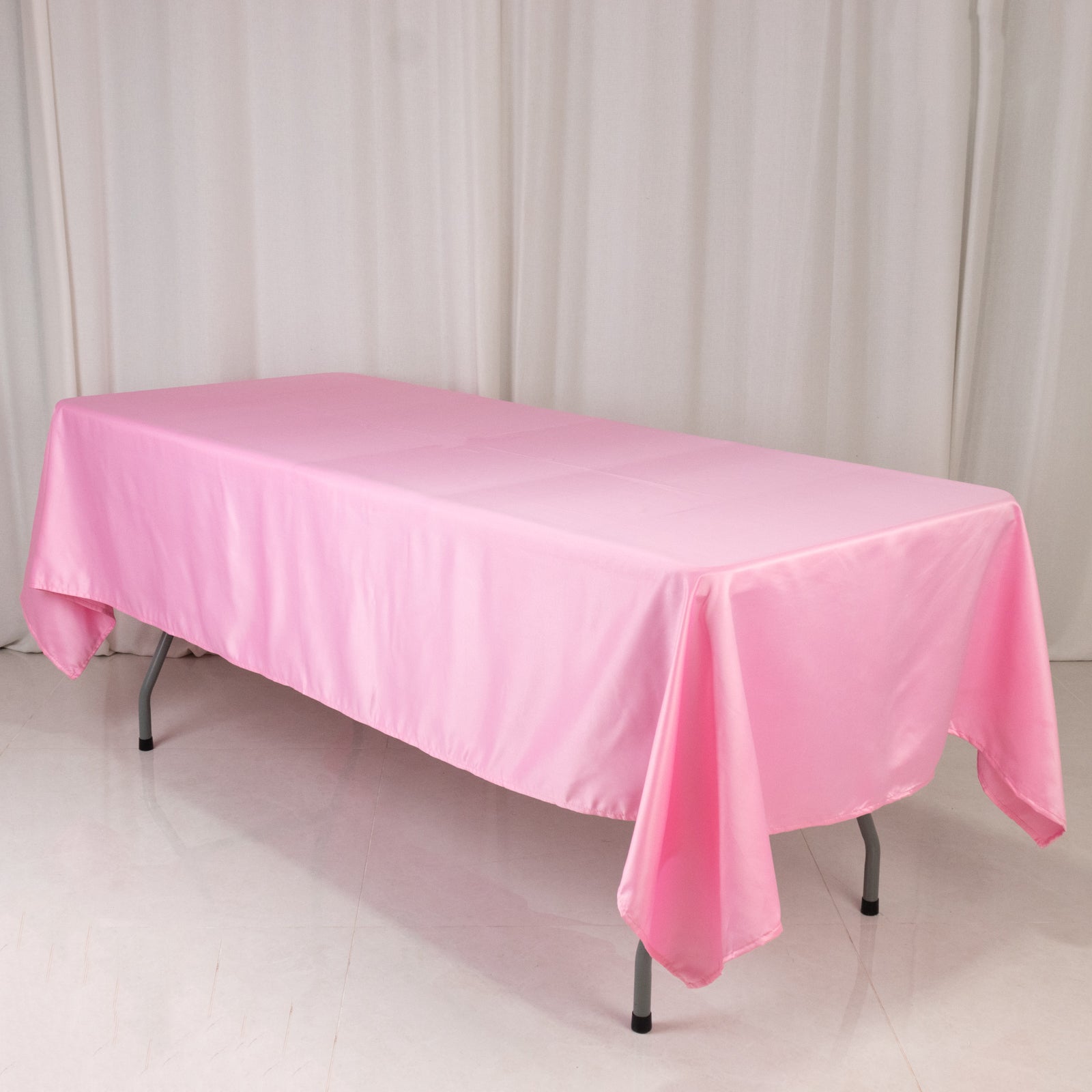 Lamour Satin 60"x102" Rectangle Tablecloth Pink - Durable & Silky Soft Feel Table Cover - Bell Racket Store