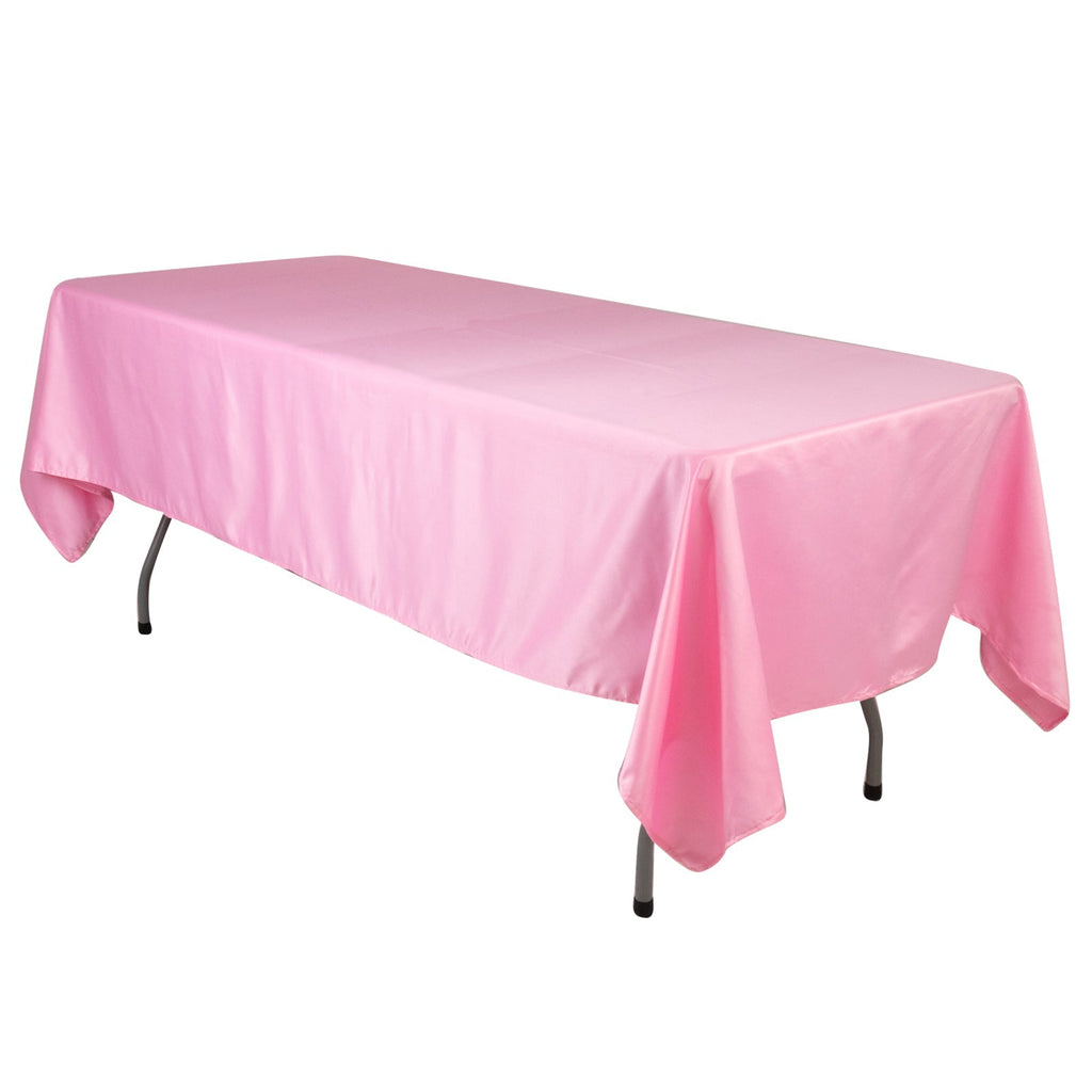 Lamour Satin 60"x102" Rectangle Tablecloth Pink - Durable & Silky Soft Feel Table Cover - Bell Racket Store