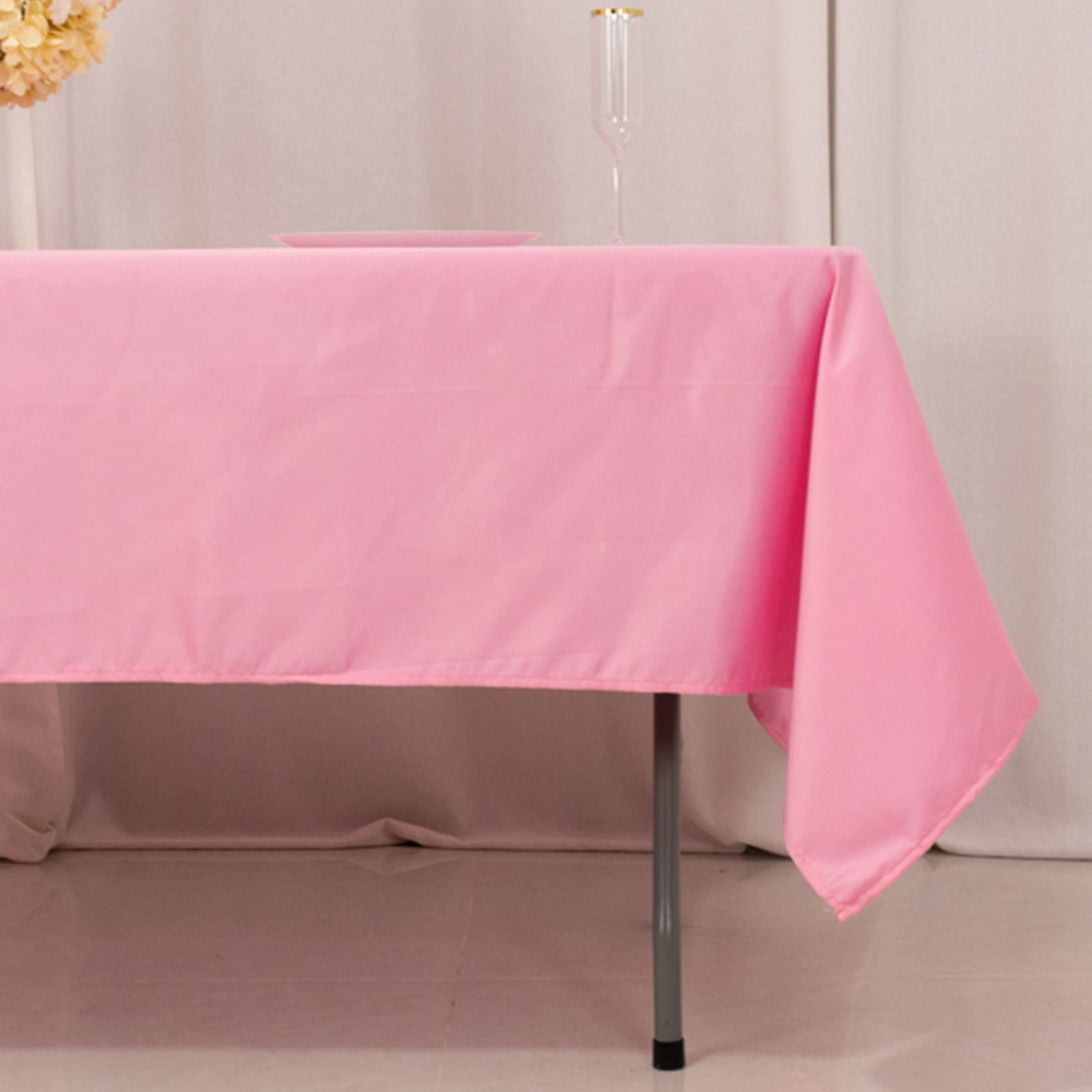 Lamour Satin 60"x102" Rectangle Tablecloth Pink - Durable & Silky Soft Feel Table Cover - Bell Racket Store