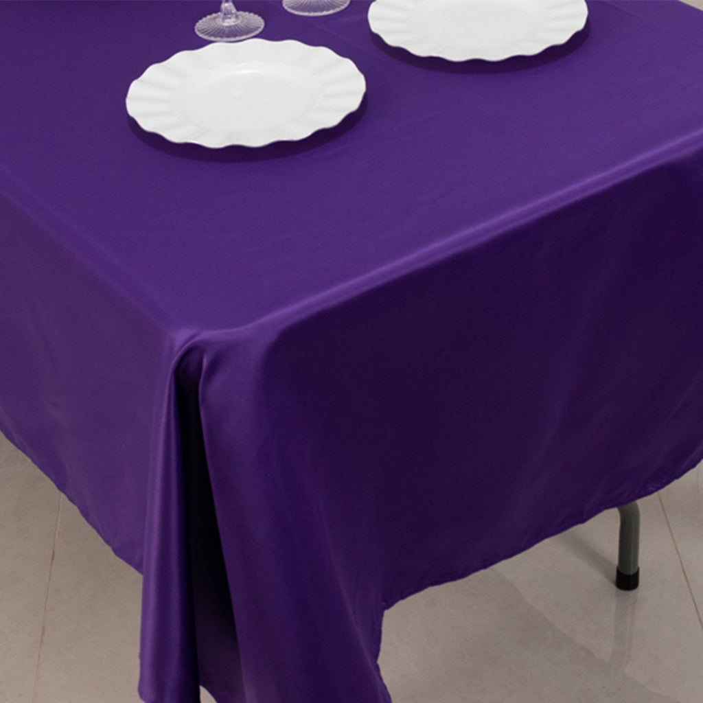 Lamour Satin 60"x102" Rectangle Tablecloth Purple - Durable & Silky Soft Feel Table Cover - Bell Racket Store