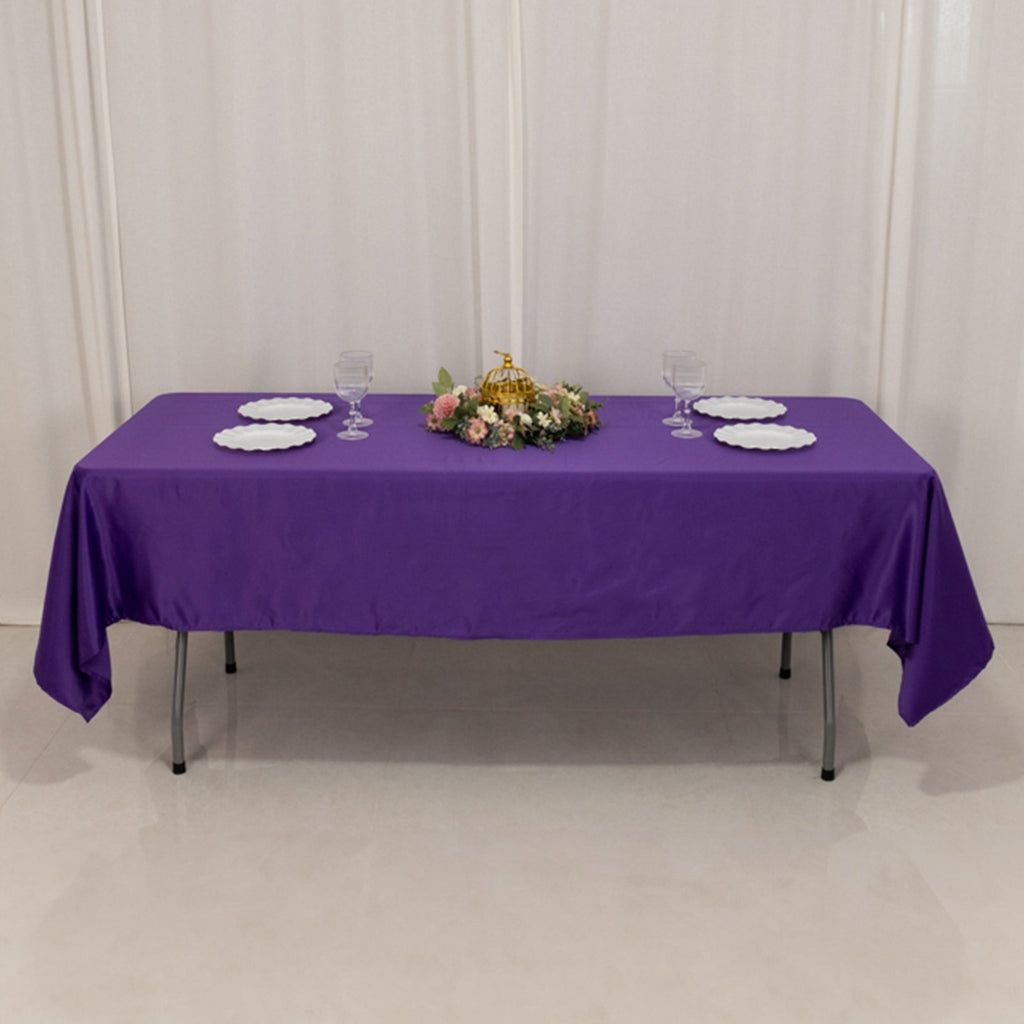 Lamour Satin 60"x102" Rectangle Tablecloth Purple - Durable & Silky Soft Feel Table Cover - Bell Racket Store