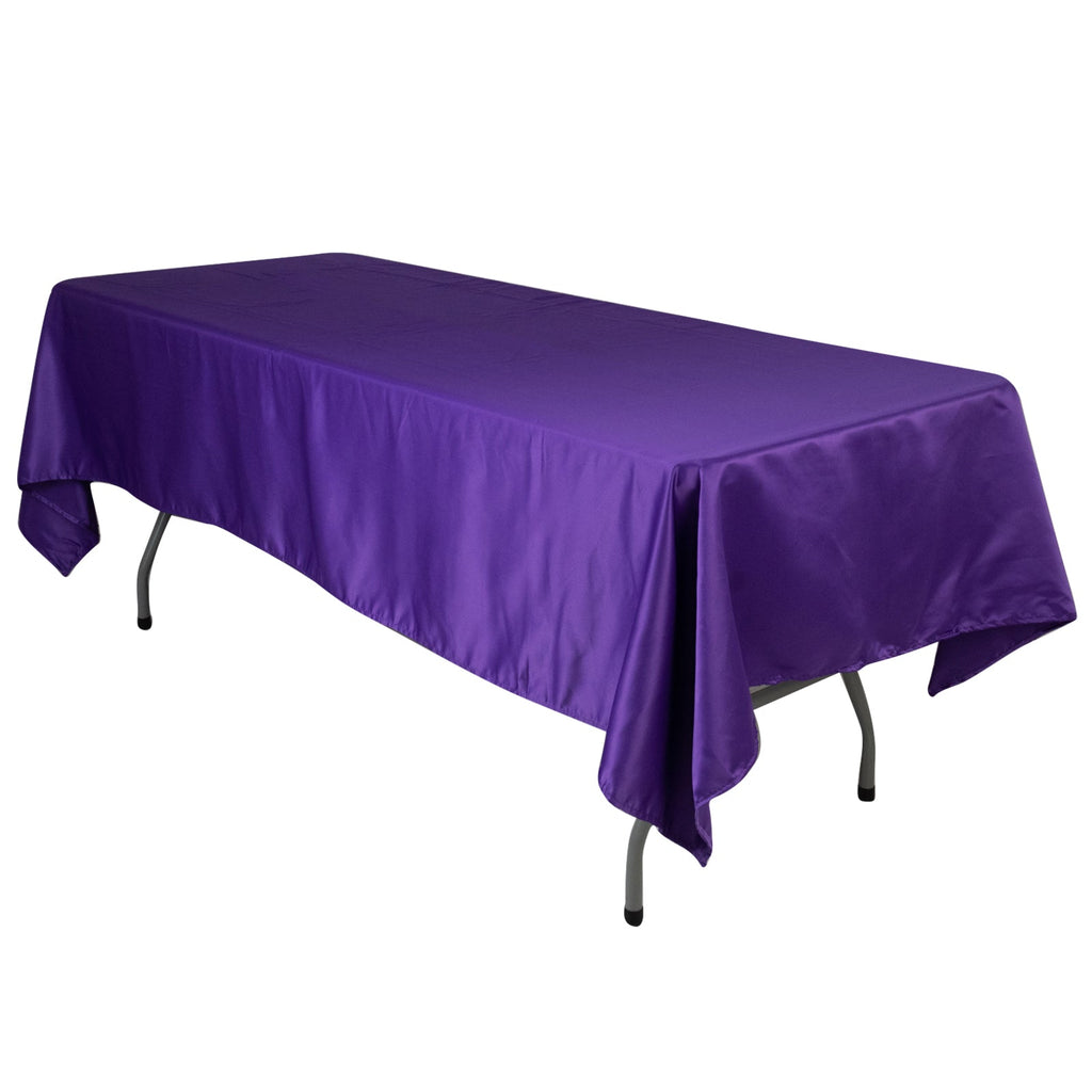 Lamour Satin 60"x102" Rectangle Tablecloth Purple - Durable & Silky Soft Feel Table Cover - Bell Racket Store