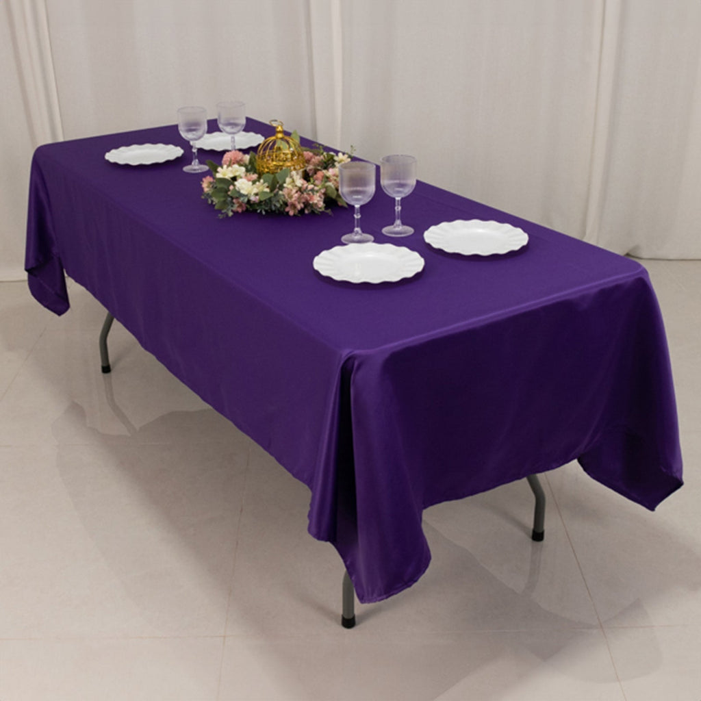 Lamour Satin 60"x102" Rectangle Tablecloth Purple - Durable & Silky Soft Feel Table Cover - Bell Racket Store