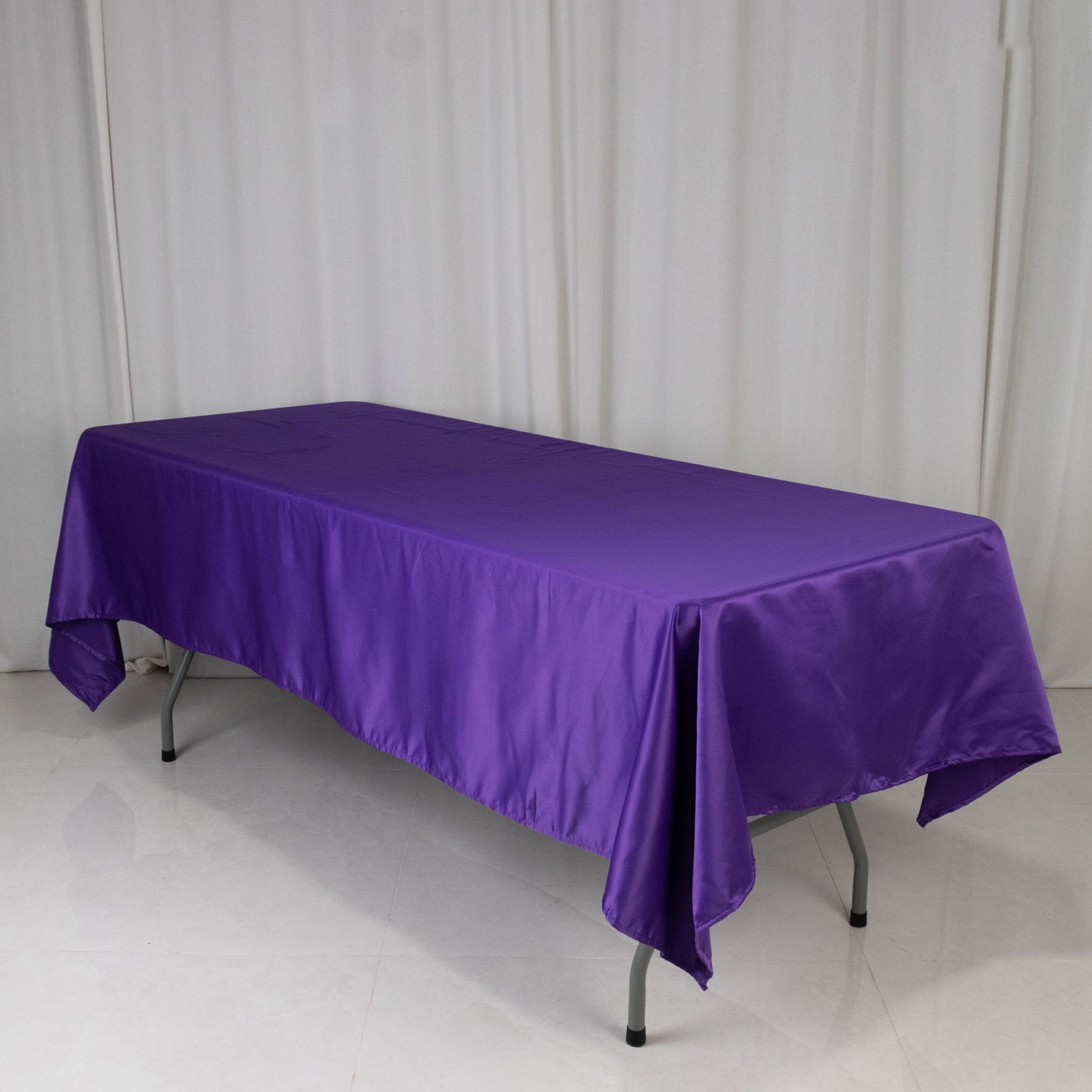 Lamour Satin 60"x102" Rectangle Tablecloth Purple - Durable & Silky Soft Feel Table Cover - Bell Racket Store