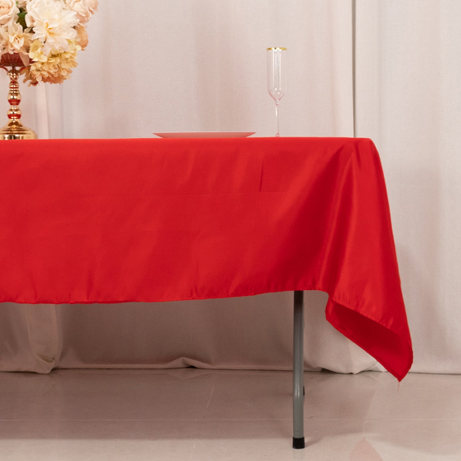 Lamour Satin 60"x102" Rectangle Tablecloth Red - Durable & Silky Soft Feel Table Cover - Bell Racket Store