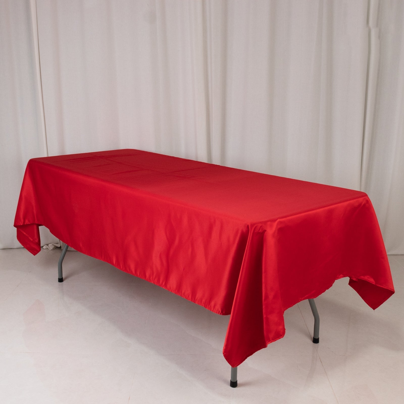 Lamour Satin 60"x102" Rectangle Tablecloth Red - Durable & Silky Soft Feel Table Cover - Bell Racket Store