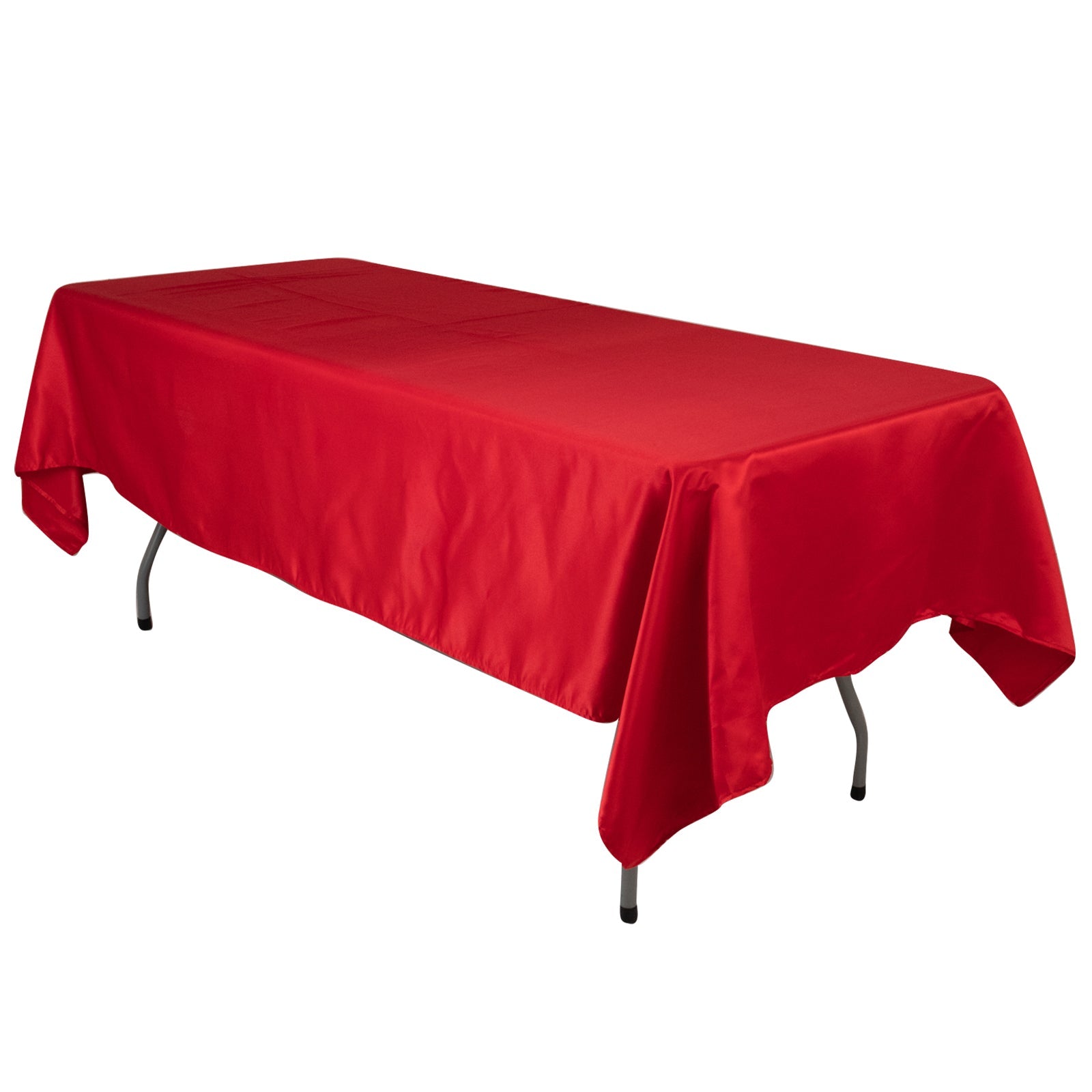 Lamour Satin 60"x102" Rectangle Tablecloth Red - Durable & Silky Soft Feel Table Cover - Bell Racket Store