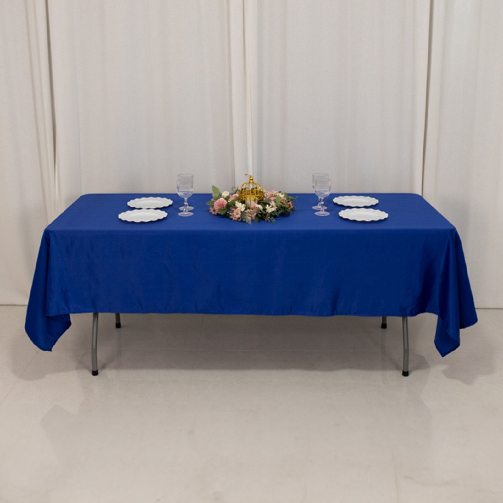 Lamour Satin 60"x102" Rectangle Tablecloth Royal Blue - Durable & Silky Soft Feel Table Cover - Bell Racket Store