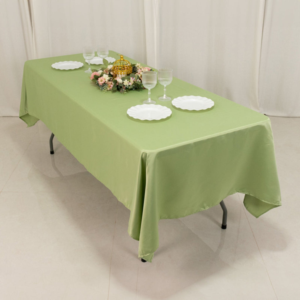 Lamour Satin 60"x102" Rectangle Tablecloth Sage Green - Durable & Silky Soft Feel Table Cover - Bell Racket Store