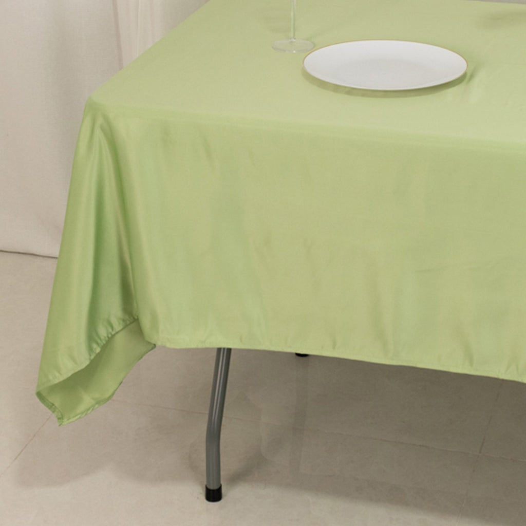 Lamour Satin 60"x102" Rectangle Tablecloth Sage Green - Durable & Silky Soft Feel Table Cover - Bell Racket Store