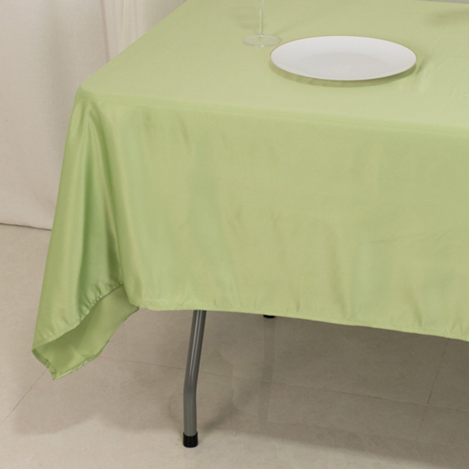 Lamour Satin 60"x102" Rectangle Tablecloth Sage Green - Durable & Silky Soft Feel Table Cover - Bell Racket Store