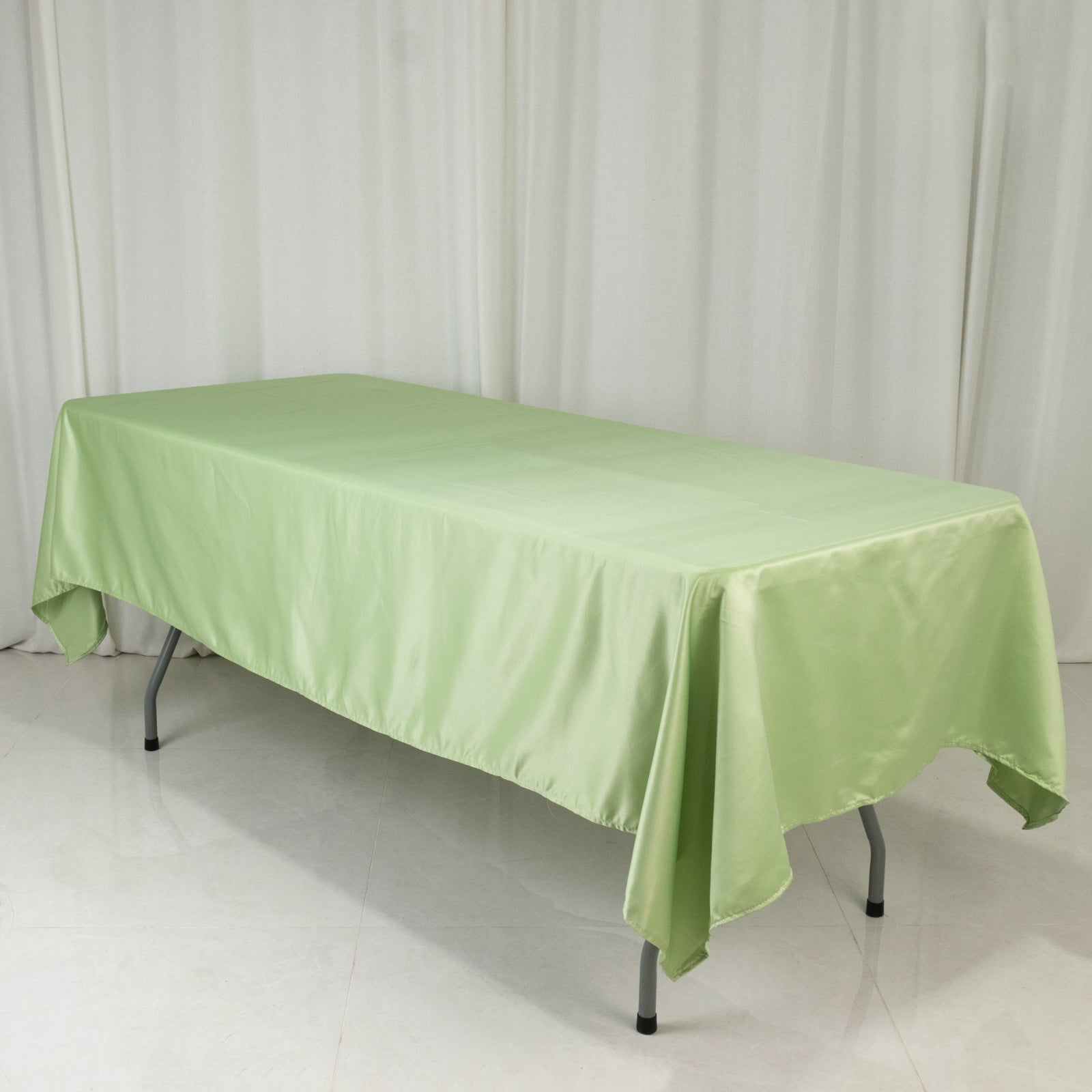 Lamour Satin 60"x102" Rectangle Tablecloth Sage Green - Durable & Silky Soft Feel Table Cover - Bell Racket Store