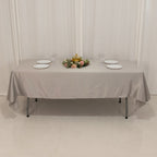 Lamour Satin 60"x102" Rectangle Tablecloth Silver - Durable & Silky Soft Feel Table Cover - Bell Racket Store