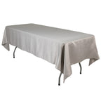 Lamour Satin 60"x102" Rectangle Tablecloth Silver - Durable & Silky Soft Feel Table Cover - Bell Racket Store