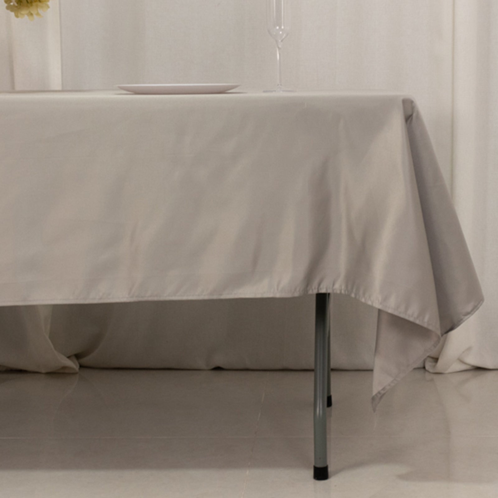 Lamour Satin 60"x102" Rectangle Tablecloth Silver - Durable & Silky Soft Feel Table Cover - Bell Racket Store