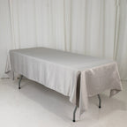 Lamour Satin 60"x102" Rectangle Tablecloth Silver - Durable & Silky Soft Feel Table Cover - Bell Racket Store